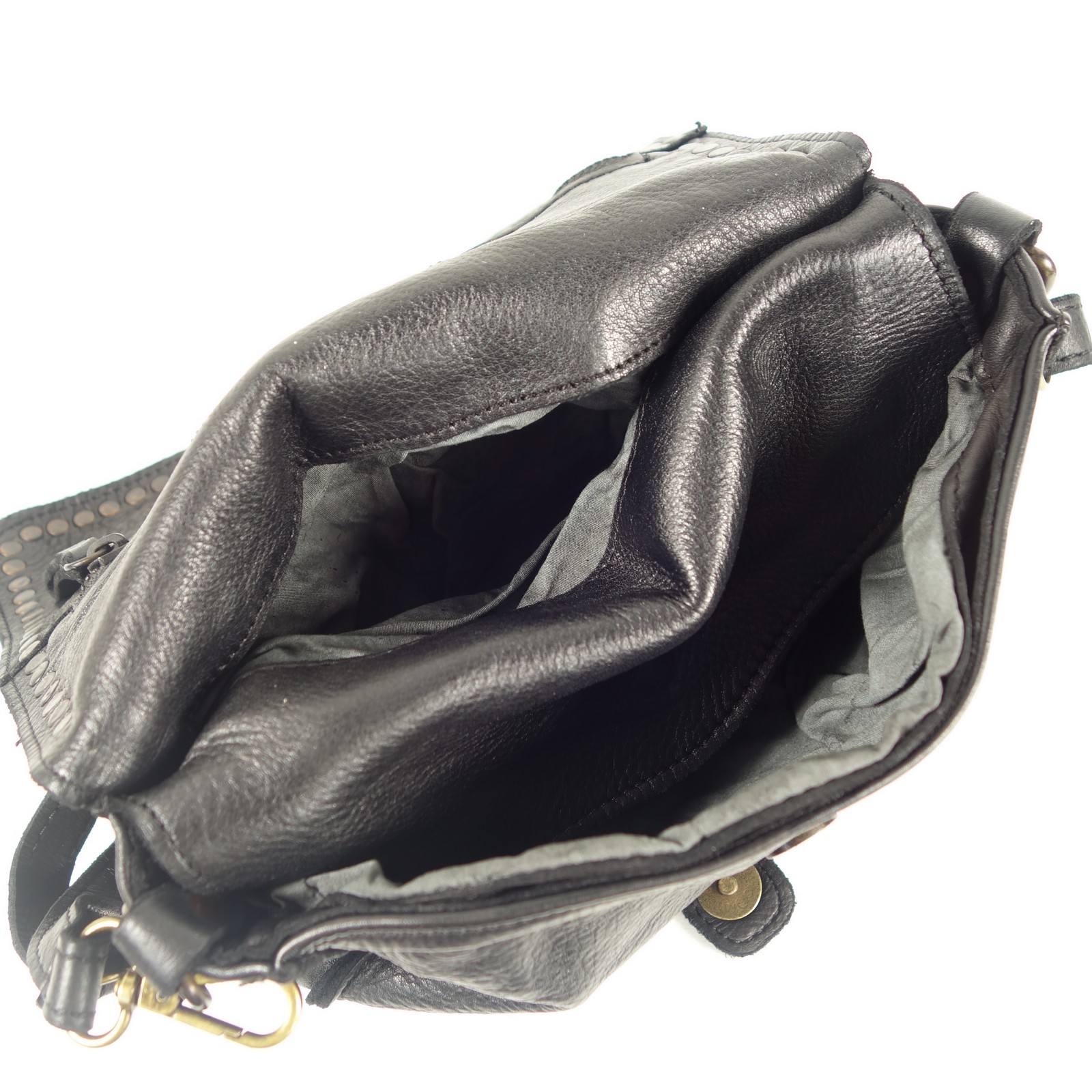 Mini sac à main travers cuir vintage noir Gena / Collection EspritCuir