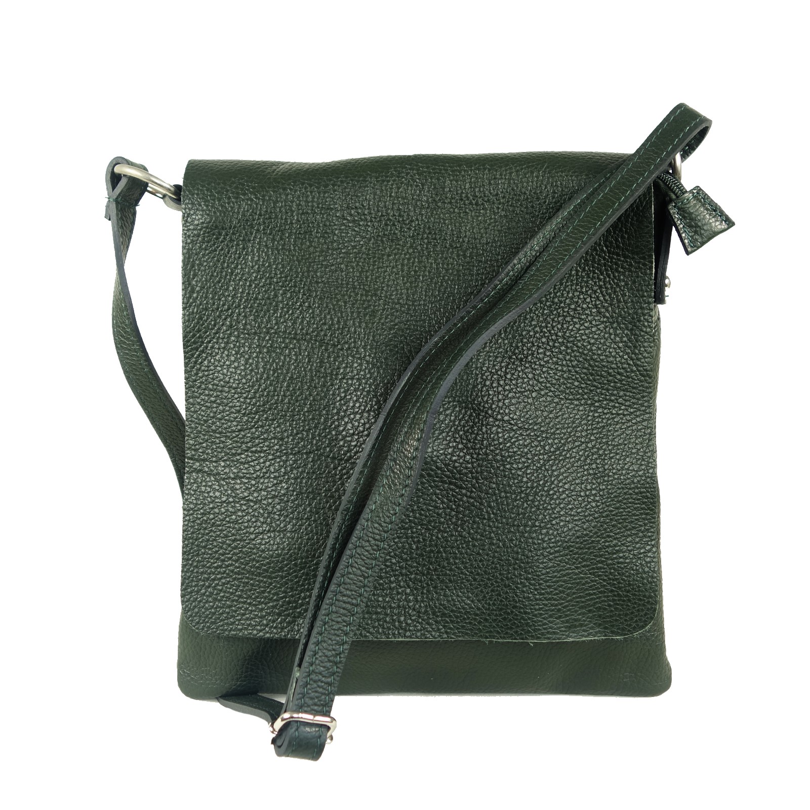 Grand sac pochette bandoulière cuir vert Elena/Collection Espritcuir
