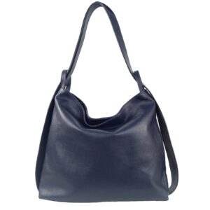 Sac épaule femme convertible sac a dos cuir bleu marine Samona