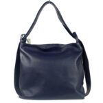 Sac à main femme épaule et dos en cuir souple bleu marine Samona