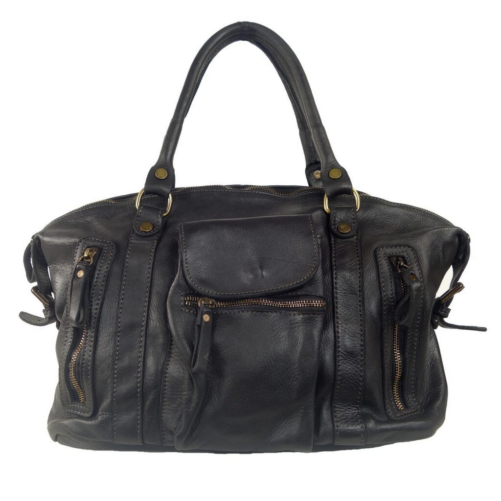Sac a main vintage cuir noir Elsa