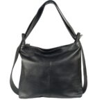 Sac épaule femme cuir noir convertible sac a dos Samona