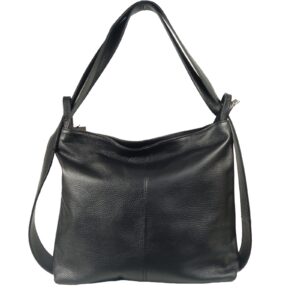 Sac épaule femme cuir noir convertible sac a dos Samona