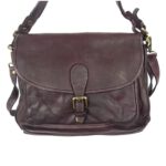Sacoche bandoulière vintage cuir rouge bordeaux Eva