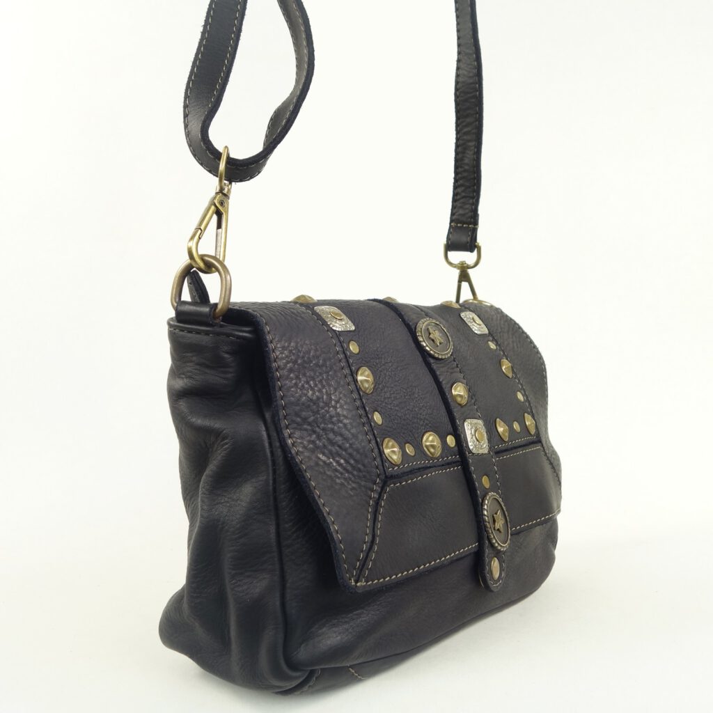 Sac a main avec bandoulière cuir noir Aria