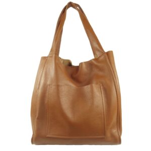 Cabas cuir camel Leira