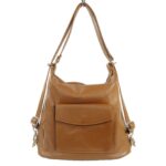 Sac a main convertible sac a dos cuir camel Simone