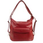 Sac a main convertible sac a dos cuir rouge Simone