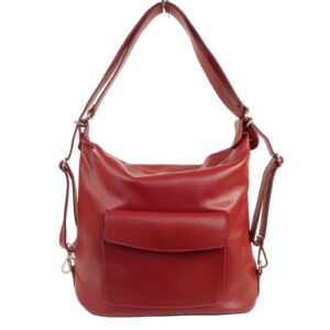 Sac a main convertible sac a dos cuir rouge Simone