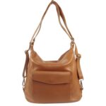Sac épaule convertible sac a dos femme cuir camel Simone