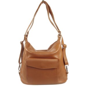 Sac épaule convertible sac a dos femme cuir camel Simone