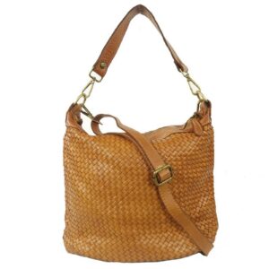 Sac a main besace cuir tressé naturel Marleen