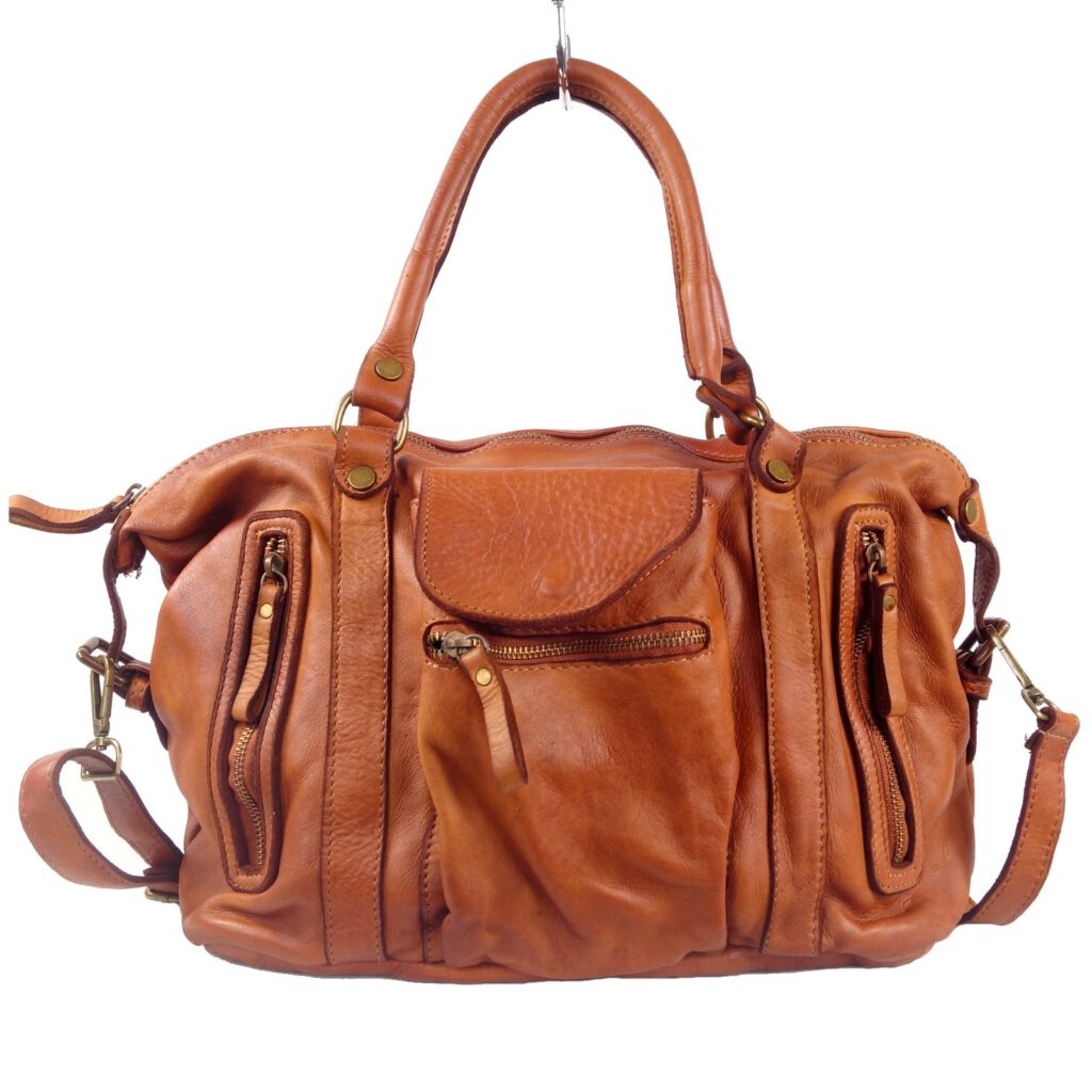 Sac a main cuir vintage naturel Elsa
