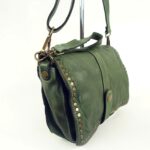 Sac a main cuir vintage vert kaki Gena
