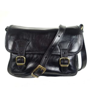 Sac bandoulière vintage cuir noir Lisbona