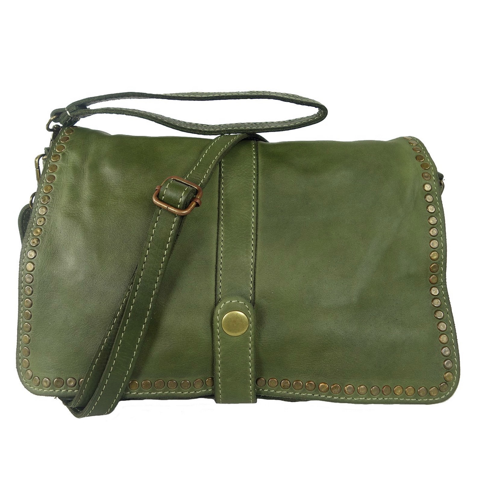 Sac pochette bandoulière cloutée vert kaki GENA