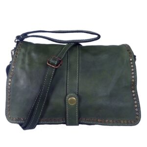 Sac bandoulière femme cuir vintage vert Gena