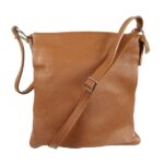 Sac a main pochette bandoulière cuir camel Elena