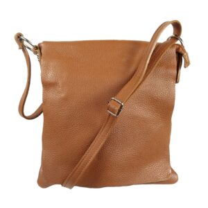 Sac a main pochette bandoulière cuir camel Elena