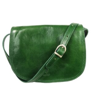 Sac cuir vert bandoulière femme Enila