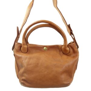 Sac à main mini cabas cuir vintage camel Mina
