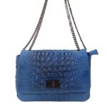 Sac a main chaine métal et cuir bleu Miranda