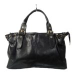 Grand sac a main cuir noir brossé Louisa