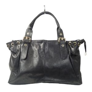 Grand sac à main cuir brossé noir Louisa
