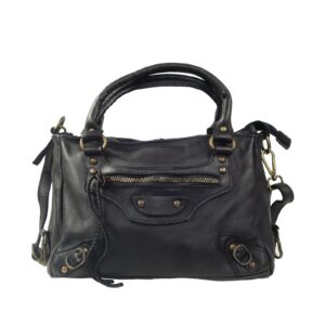 Sac cuir noir bandoulière femme Lucie