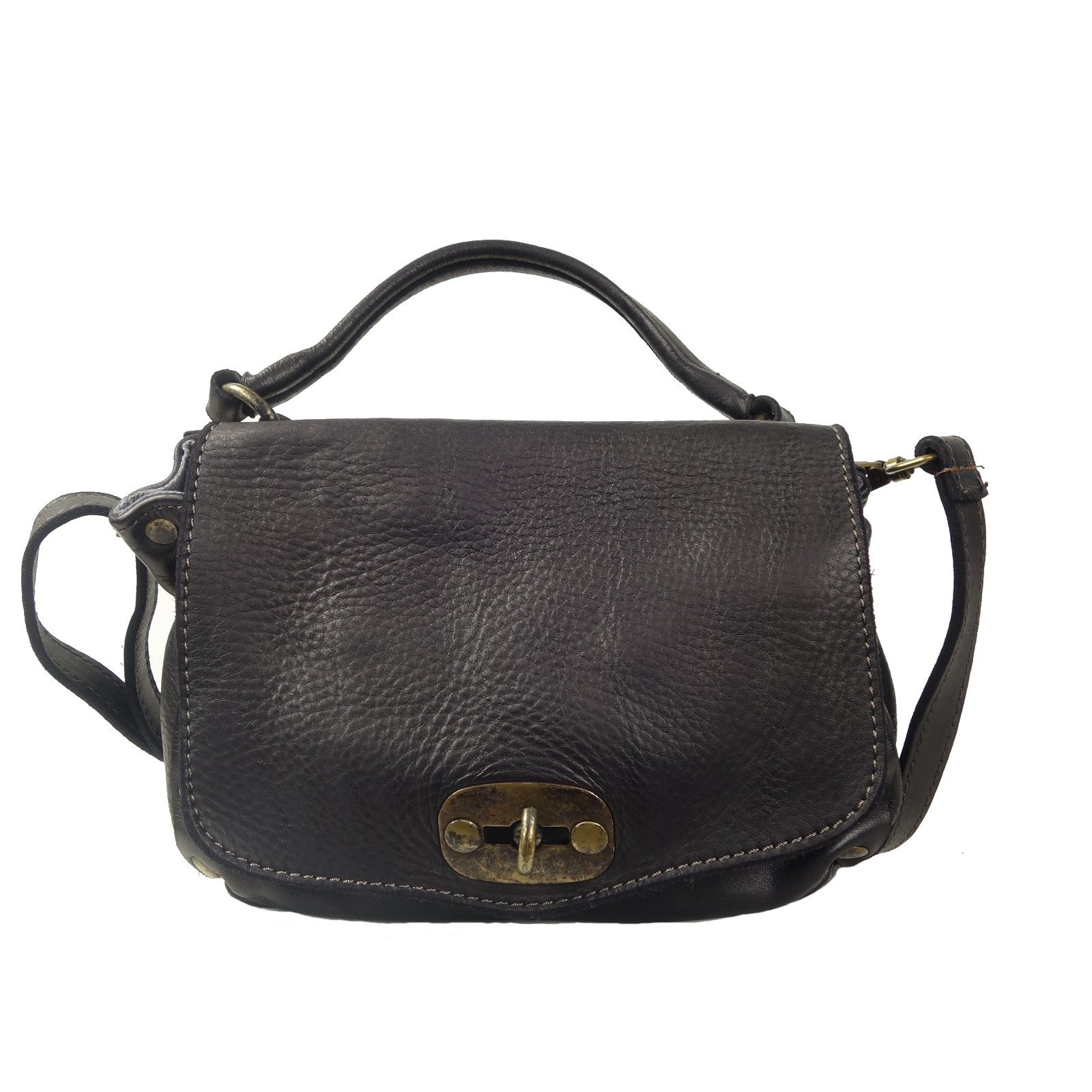 Mini sac a main bandoulière cuir noir Sara