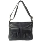 Sac bandoulière pour femme en cuir noir Flavia