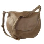 Sac besace arrondie femme bandoulière cuir taupe Sirocco