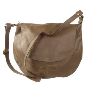 Sac besace arrondie femme bandoulière cuir taupe Sirocco