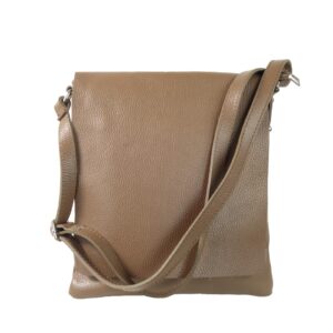 Sac bandoulière pochette plate cuir taupe Mavis