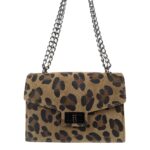 Sac a main chaine métal cuir léopard Mavis