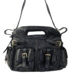 Sac à main bandoulière cuir vintage noir TINA