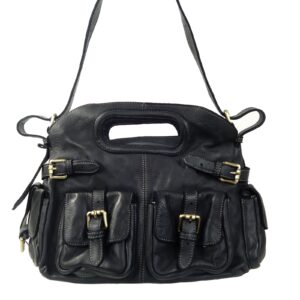 Sac à main bandoulière cuir vintage noir TINA