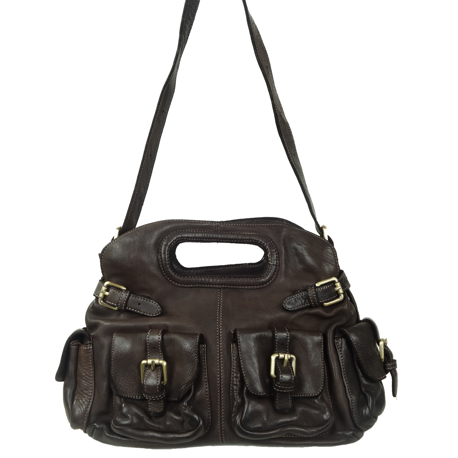 Sac épaule vintage brun TINA