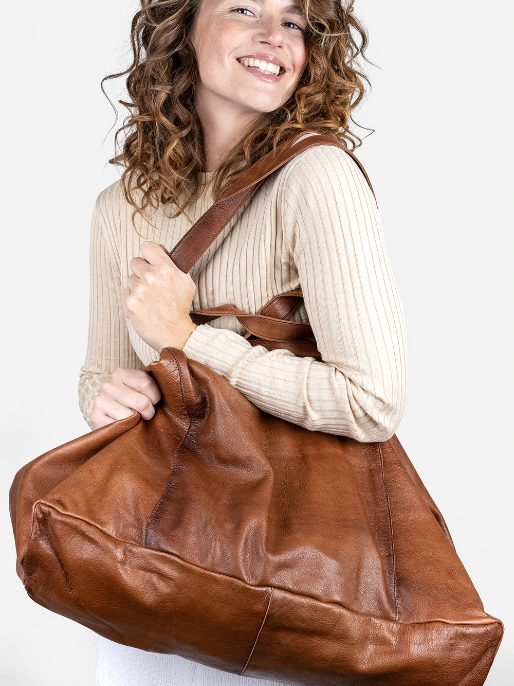 Grand sac en cuir original pour femme de style bohème chic